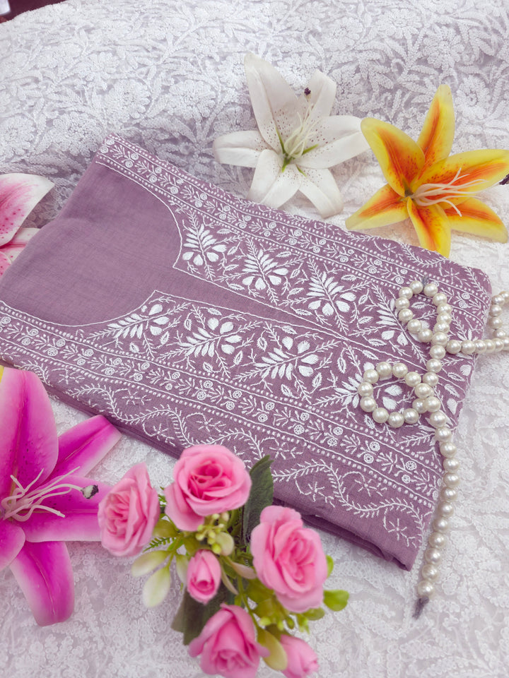 Lucknowi 2 Taar Chikankari Chanderi Kurta Dupatta Set – Handmade Festive Wear