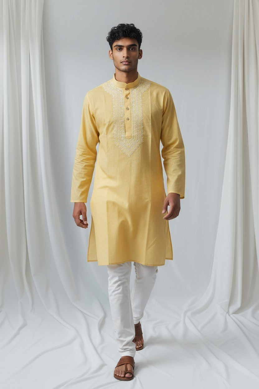 Brasso Cotton hand embroidered Men's chikankari kurta