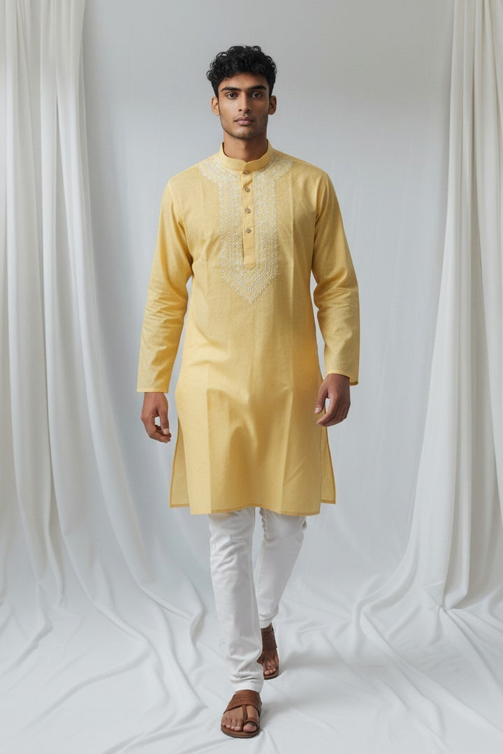 Brasso Cotton hand embroidered Men's chikankari kurta