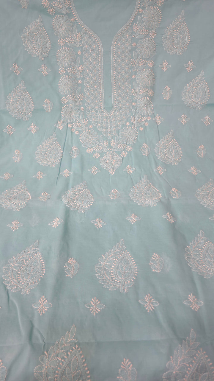 Paridhan Chikan Premium Handcrafted Chikankari Cotton Suit Set | Unstitched Dress Material with Chiffon Dupatta | Made in Lucknow