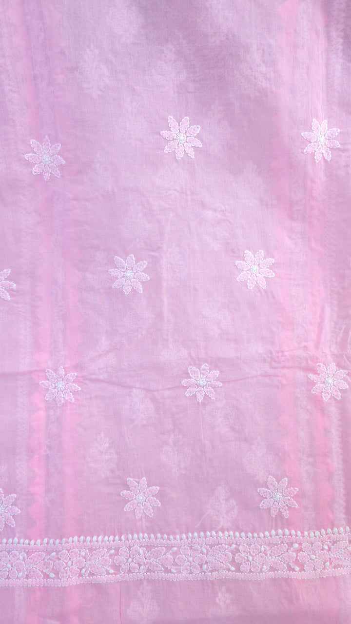 Darz Lucknowi Chikankari  Dress Material – Handmade Cotton Suit with Chiffon Dupatta