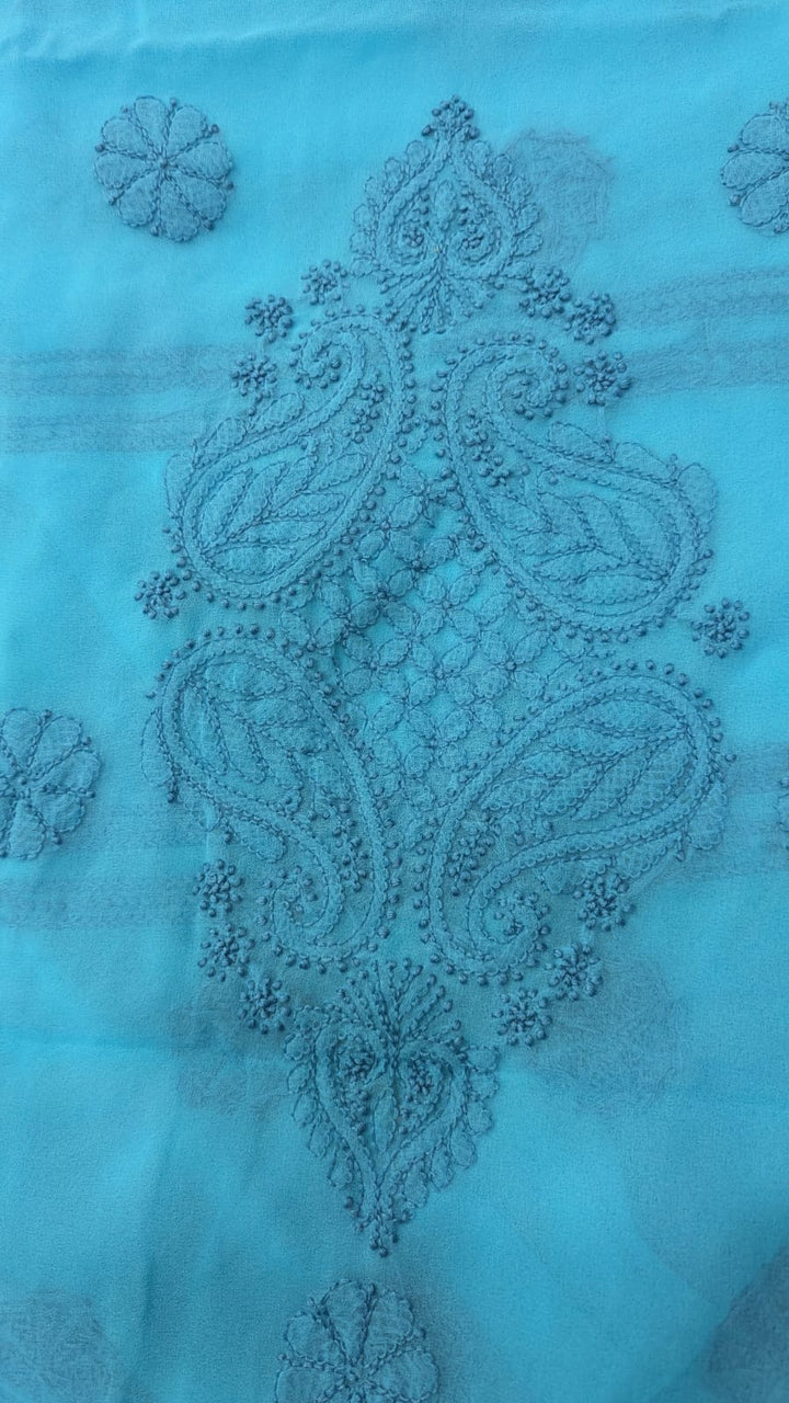 Lucknowi Georgette Chikankari Dress Material – Hand Embroidery Kurta, Bottom & Dupatta | Festive Queen Shades