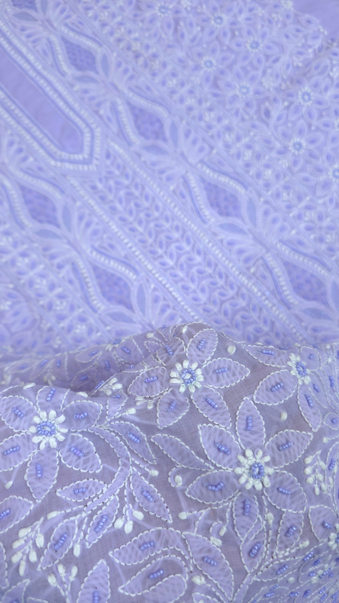 Paridhan Chikan Cotton Chikankari Unstitched Dress Material – 3 Pc Suit Set with Hand Embroidery & Pearl Work in Every Motif