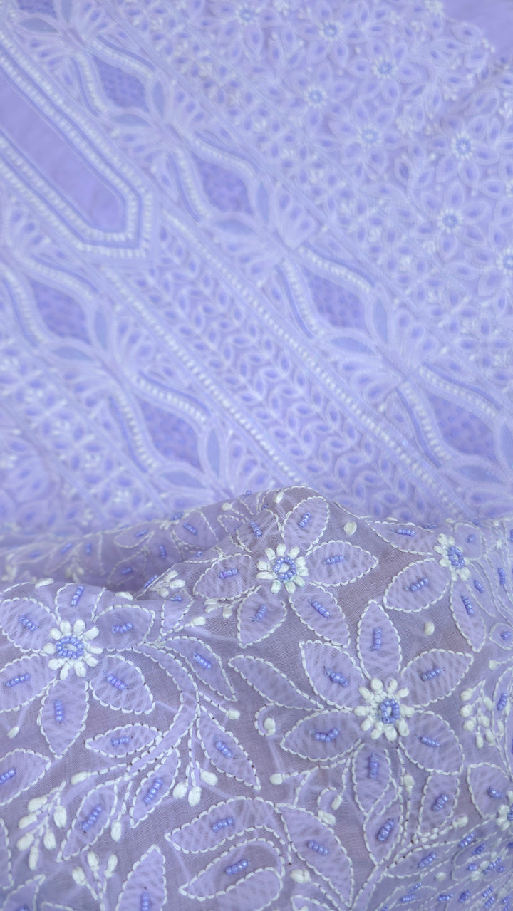 Paridhan Chikan Cotton Chikankari Unstitched Dress Material – 3 Pc Suit Set with Hand Embroidery & Pearl Work in Every Motif