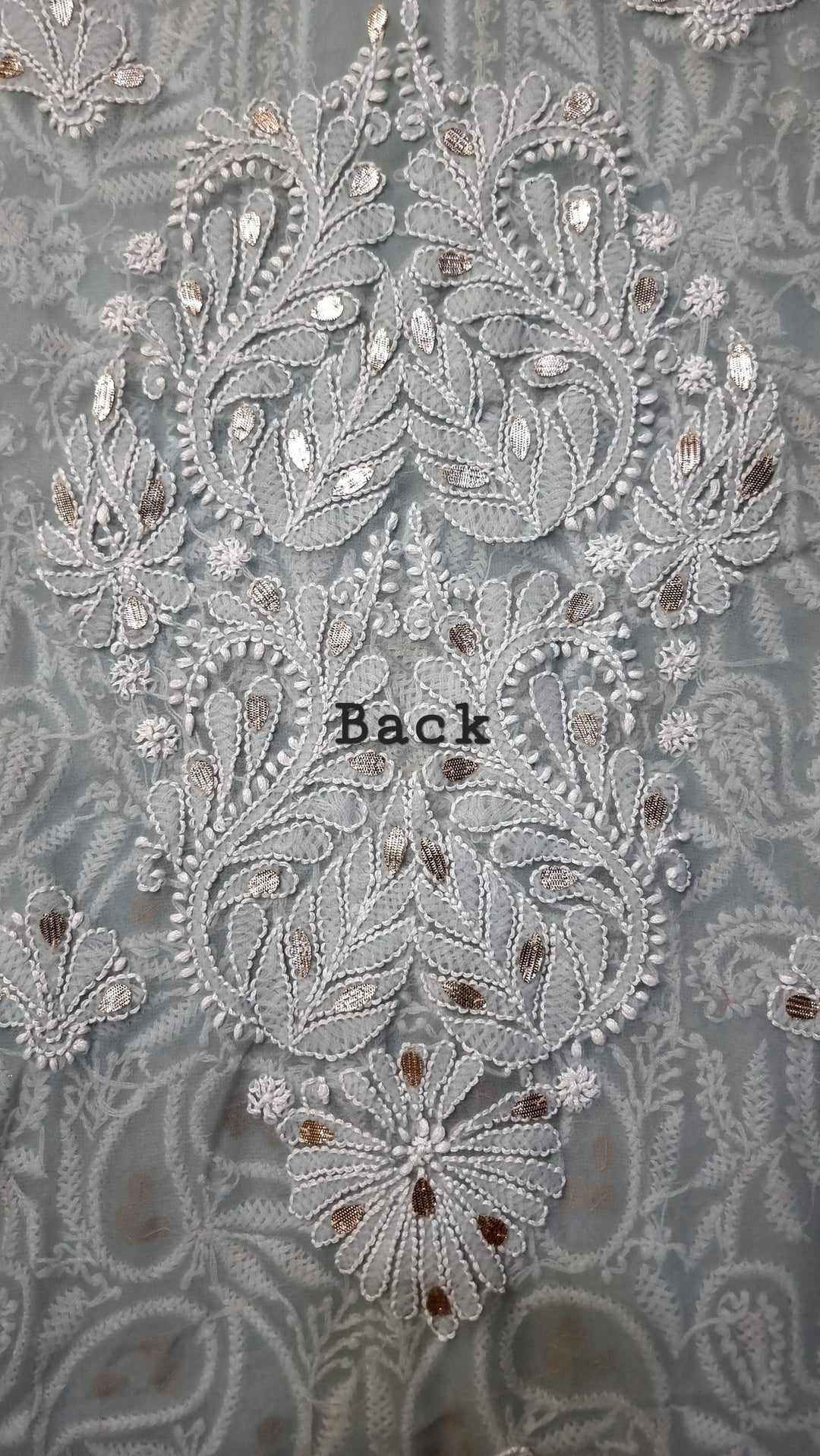 Faux Georgette Chikankari Hand Embroidered Unstitched Kurta Fabric with Gota Patti – 3 Meter