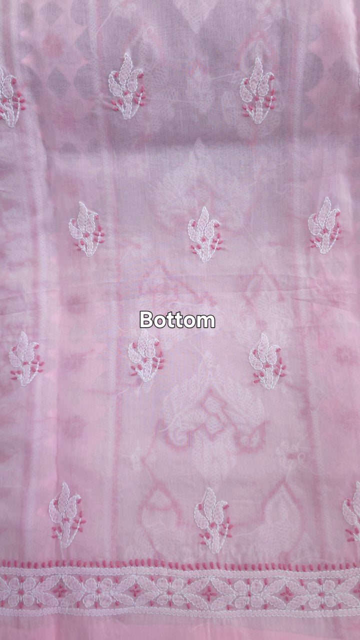 Darz Lucknowi Chikankari  Dress Material – Handmade Cotton Suit with Chiffon Dupatta