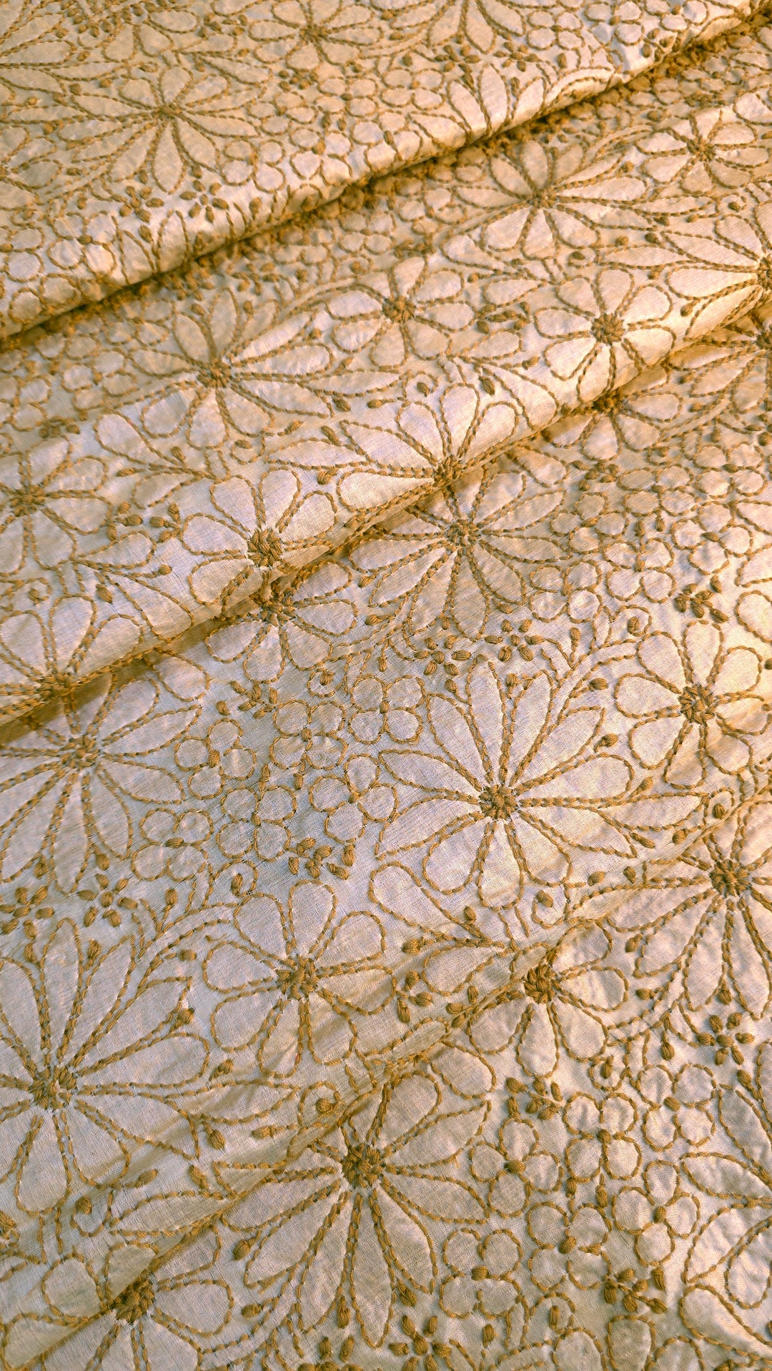 Pure Paper Silk Chikankari Fabric | Full Jaal Hand Embroidery Kurta Fabric for Women
