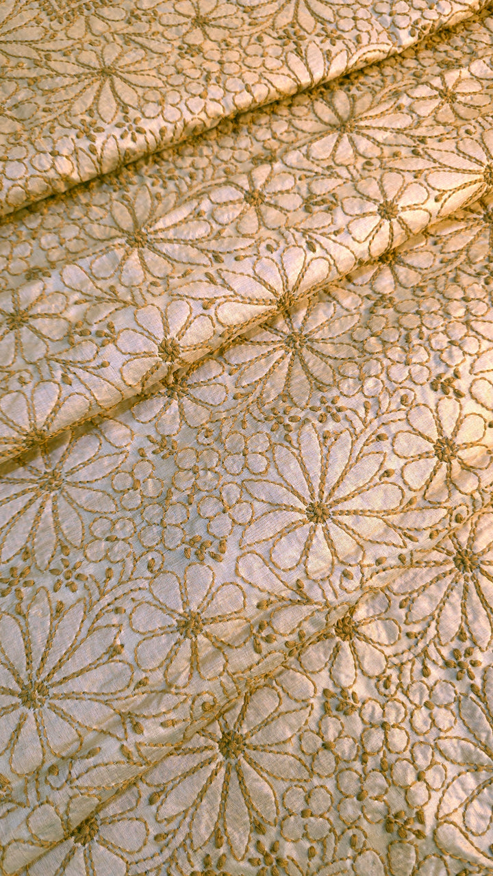 Pure Paper Silk Chikankari Fabric | Full Jaal Hand Embroidery Kurta Fabric for Women