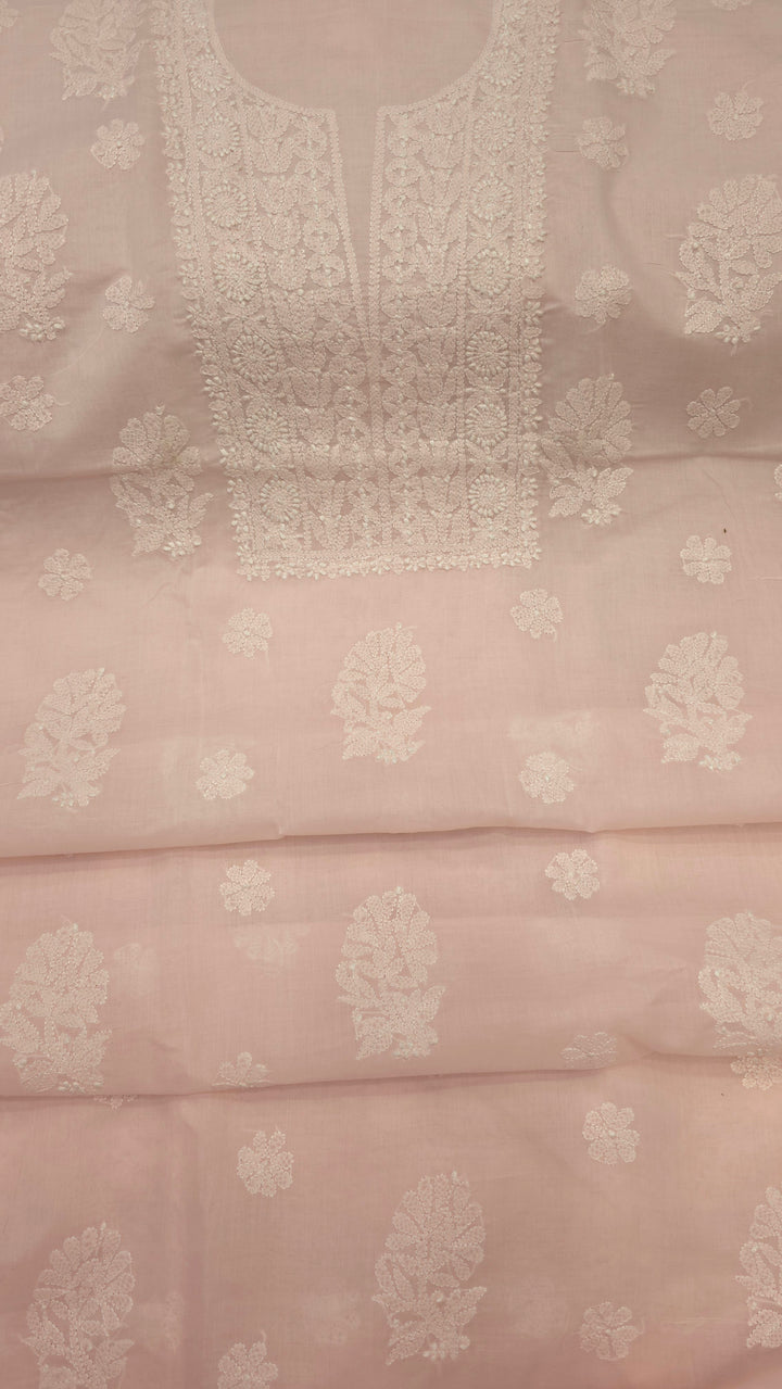 Paridhan Chikan Premium Handcrafted Chikankari Cotton Suit Set | Unstitched Dress Material with Chiffon Dupatta | Made in Lucknow