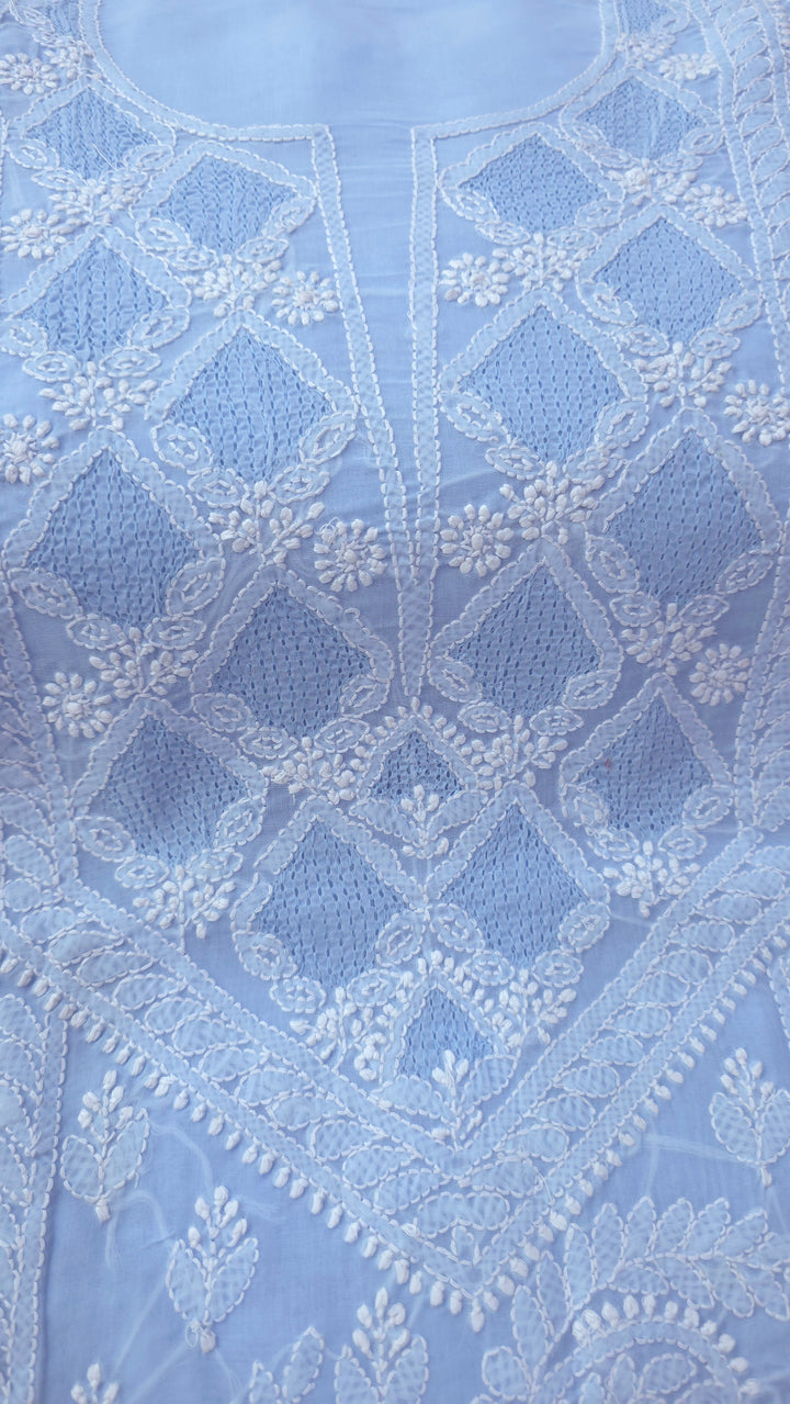Sarahna Lucknow Hand Jaali Chikankari Cotton Dress Material