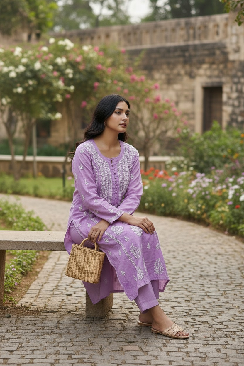 Pure Muslin Chikankari Kurti