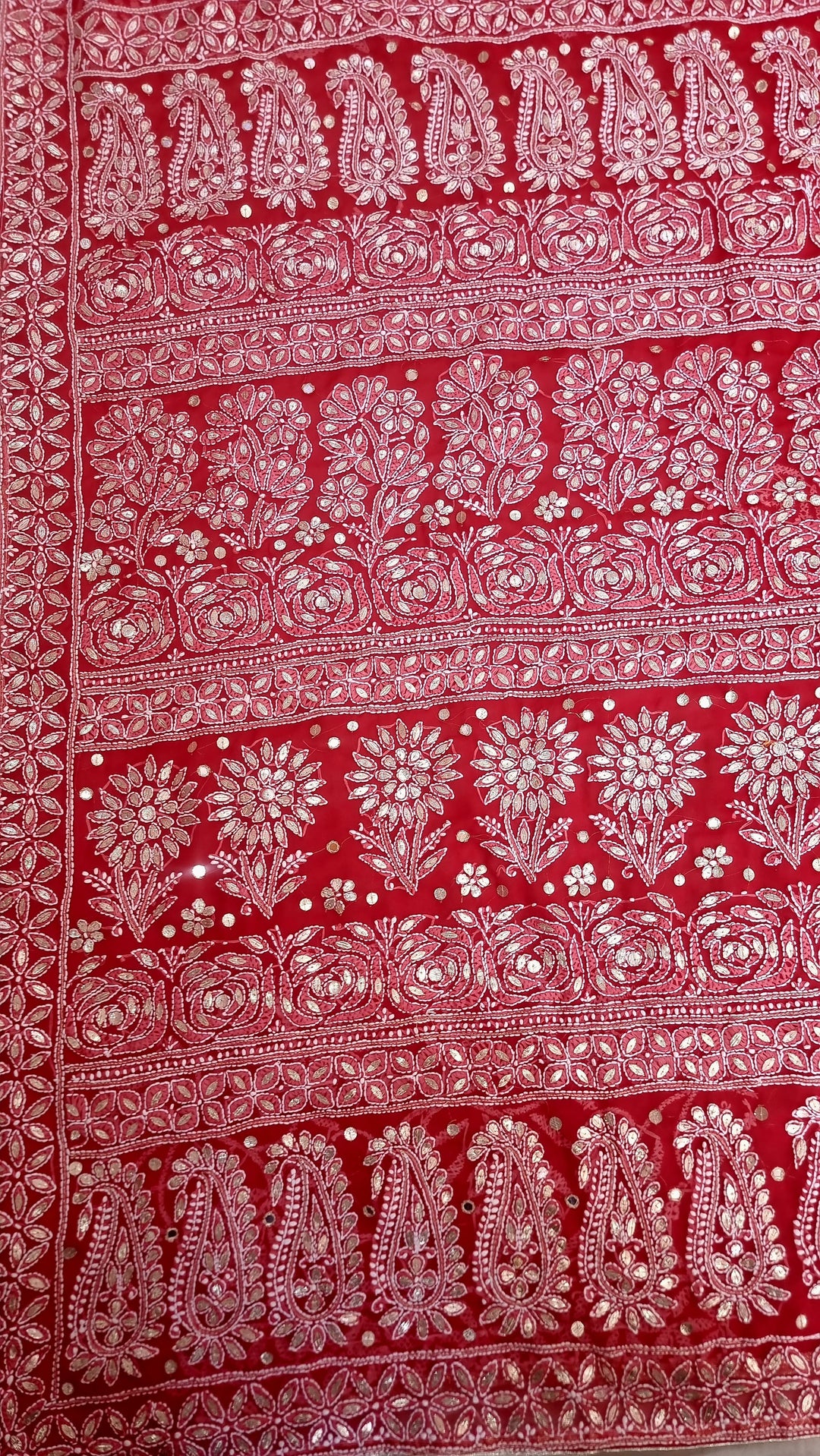 (Copy) Georgette Chikankari Saree - red