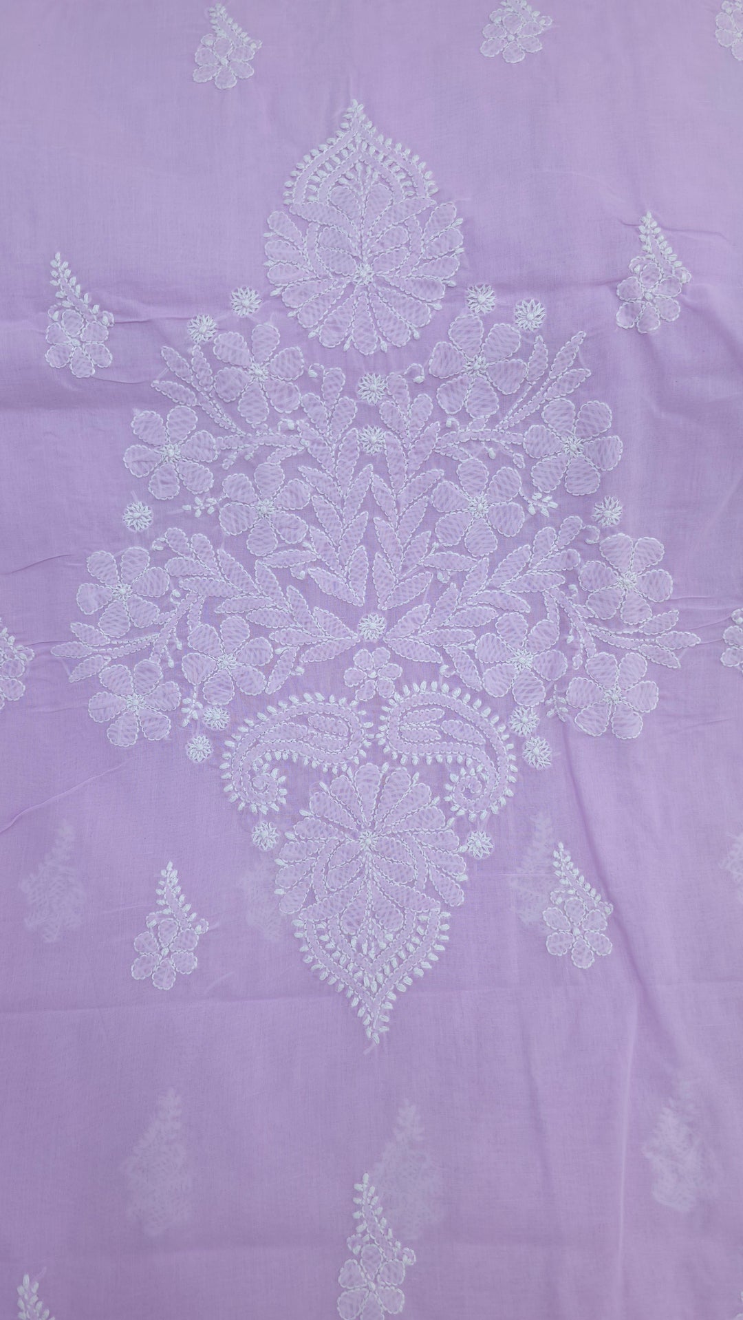 Darz Lucknowi Chikankari  Dress Material – Handmade Cotton Suit with Chiffon Dupatta