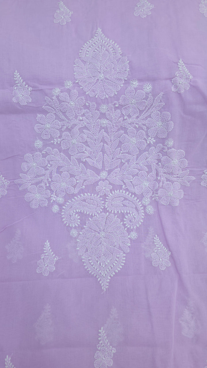 Darz Lucknowi Chikankari  Dress Material – Handmade Cotton Suit with Chiffon Dupatta