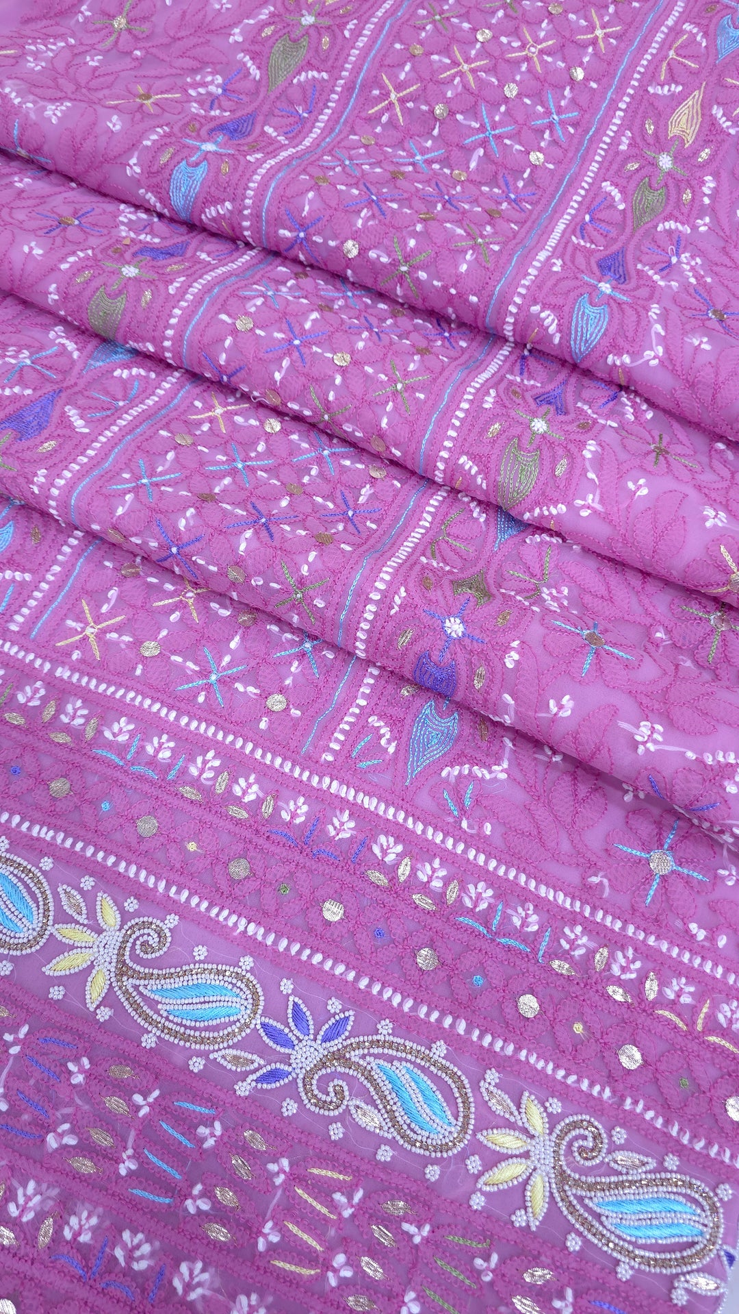 Fida Georgette Chikankari Dress Material Resham Aari pearl Work