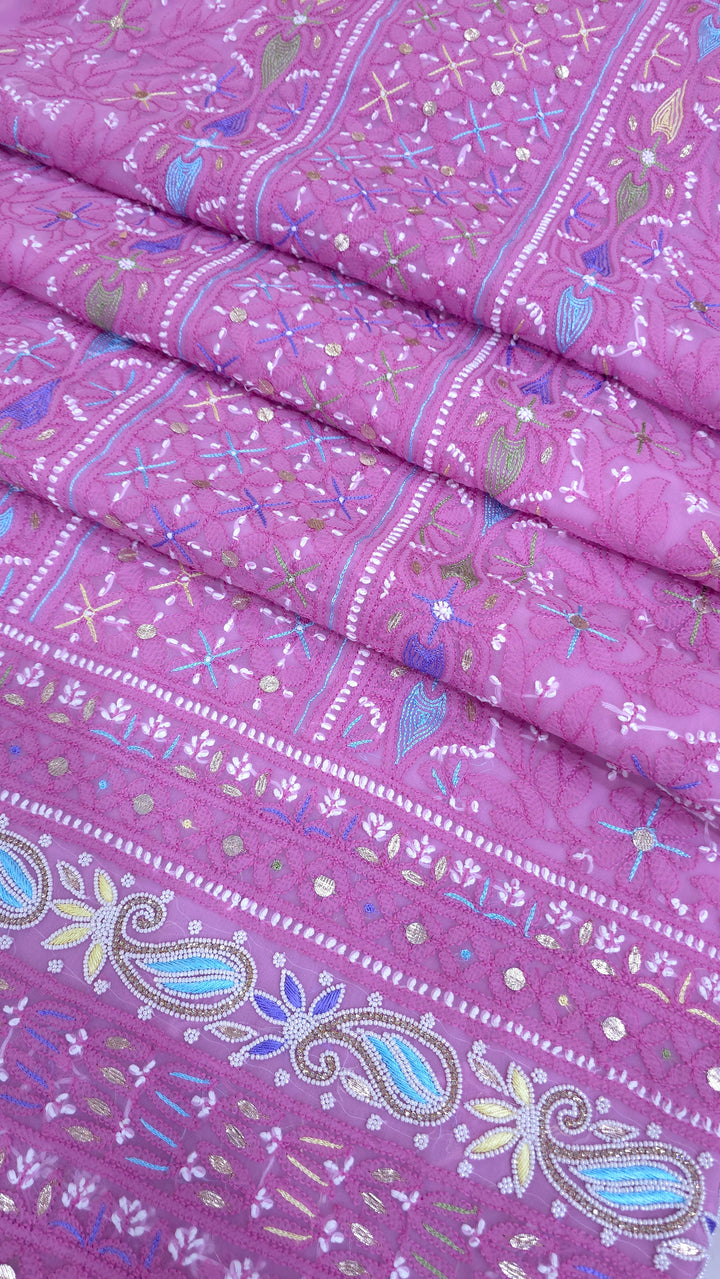 Fida Georgette Chikankari Dress Material Resham Aari pearl Work