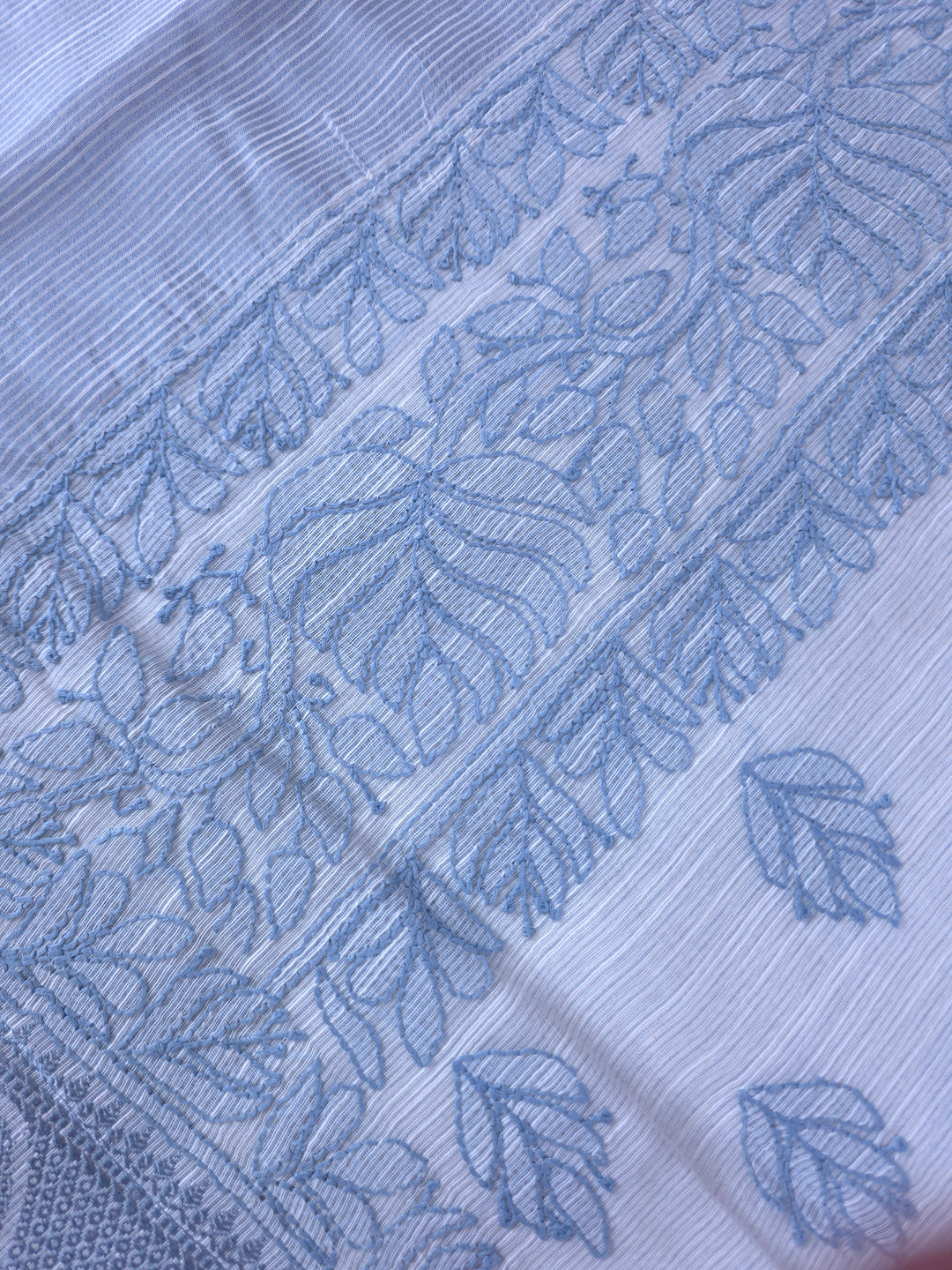 Hand Embroidered Chikankari Banarasi Silk Saree with Intricate Border & Palla Pattern – Includes  Blouse | Paridhan Chikan