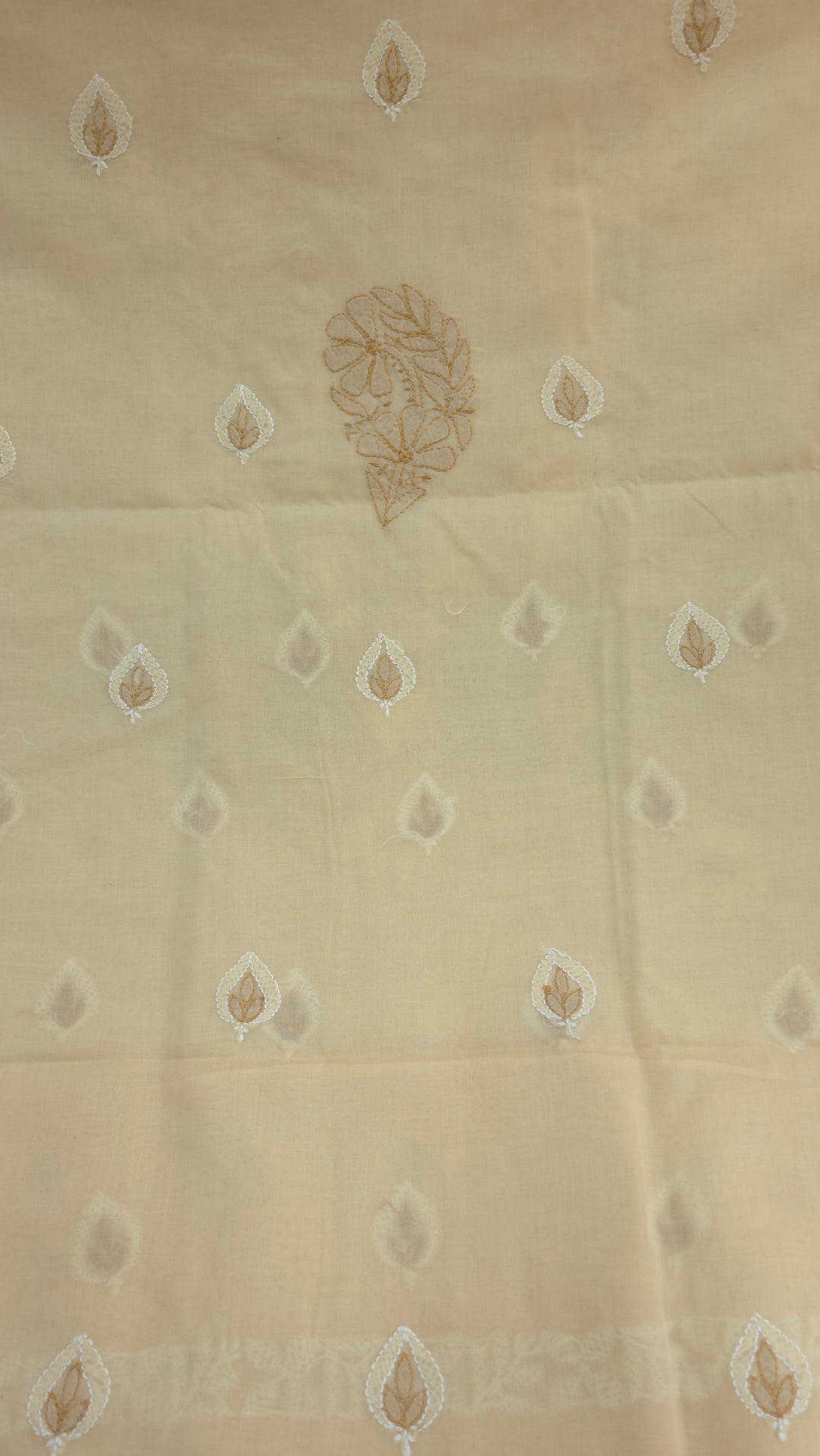 Paridhan Chikan Premium Cool Cotton Chikankari Dress Material Set with Hand Embroidered Kurta, Bottom & Chiffon Dupatta with Handmade Crochet Border