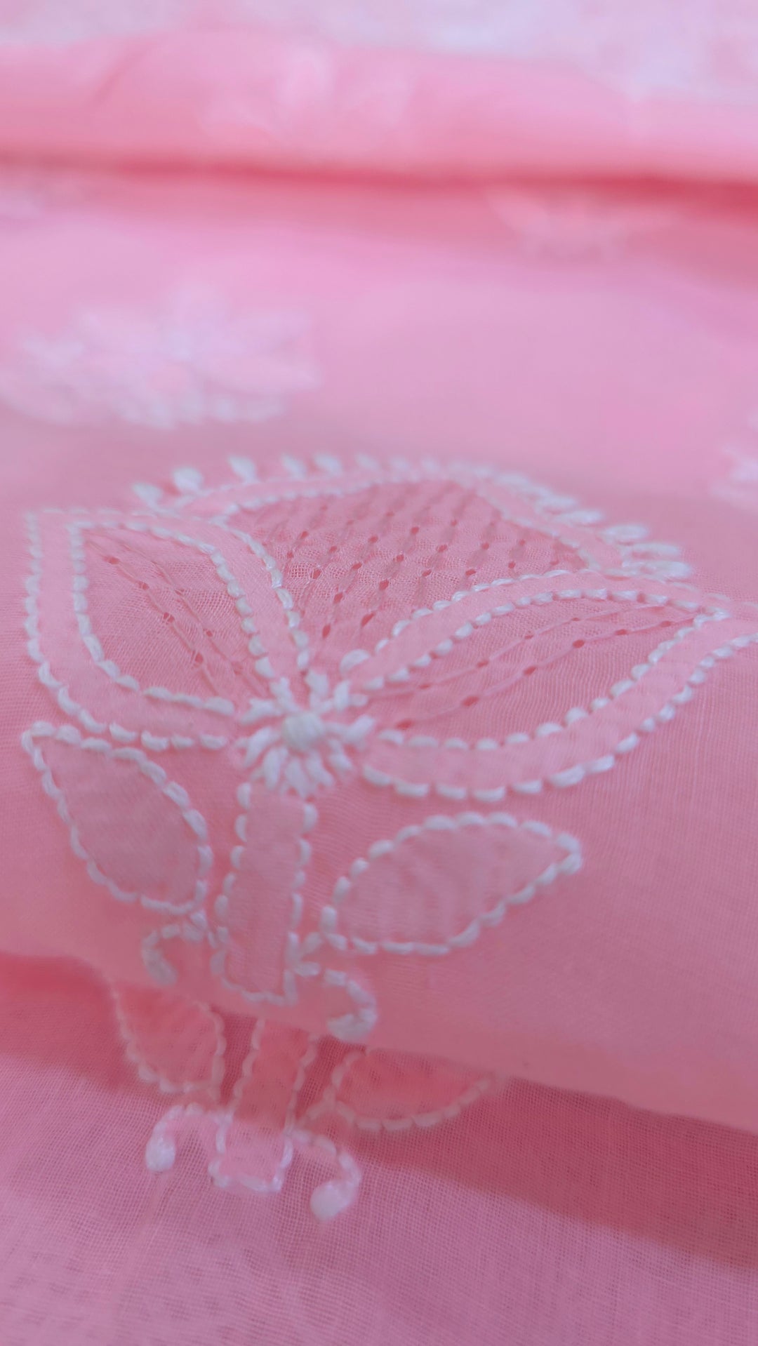 Handmade Jaali Chikankari Cotton Dress Material with Chiffon Dupatta | Authentic Lucknow Hand Embroidery | Unstitched Suit Set