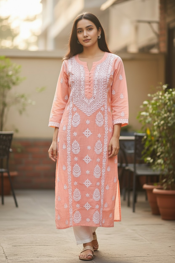 Pure Muslin Chikankari Kurti