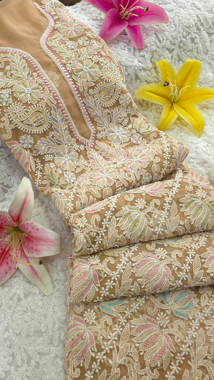 Georgette Chikankari Dress Material Resham Aari pearl Work