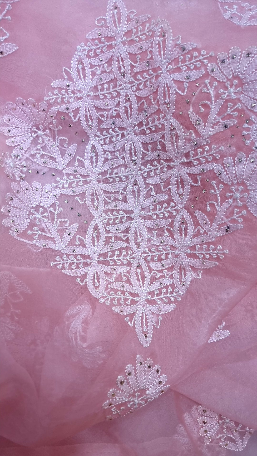 Organza chikankari dress material