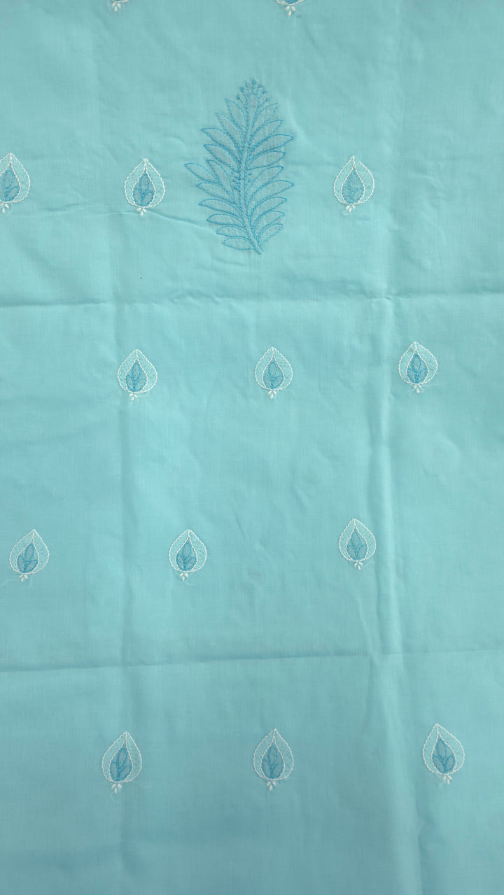 Paridhan Chikan Premium Cool Cotton Chikankari Dress Material Set with Hand Embroidered Kurta, Bottom & Chiffon Dupatta with Handmade Crochet Border