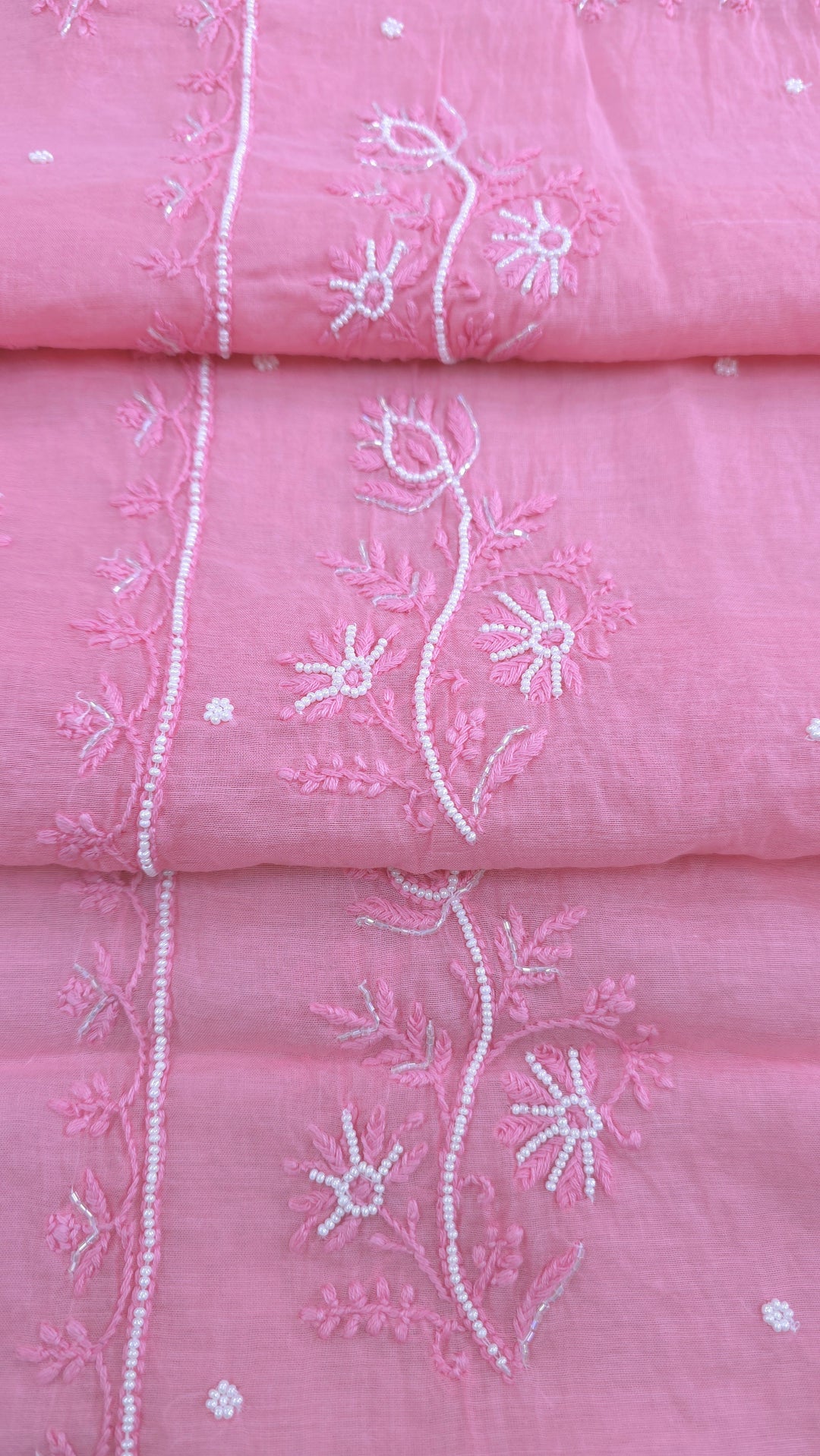 Premium Mul Chanderi Supersoft Dyeable Chikankari Dress Material | Hand Embroidered with Pearls & Cutdaana | Kurta & Dupatta Set