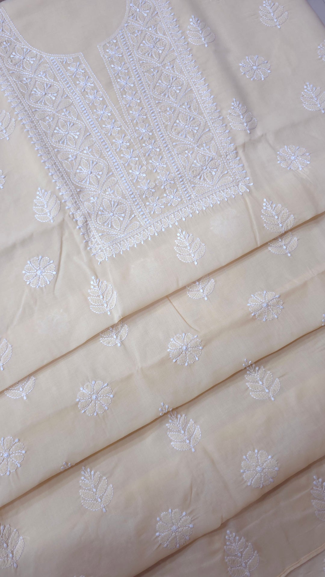 Paridhan Chikan Premium Handcrafted Chikankari Cotton Suit Set | Unstitched Dress Material with Chiffon Dupatta | Made in Lucknow