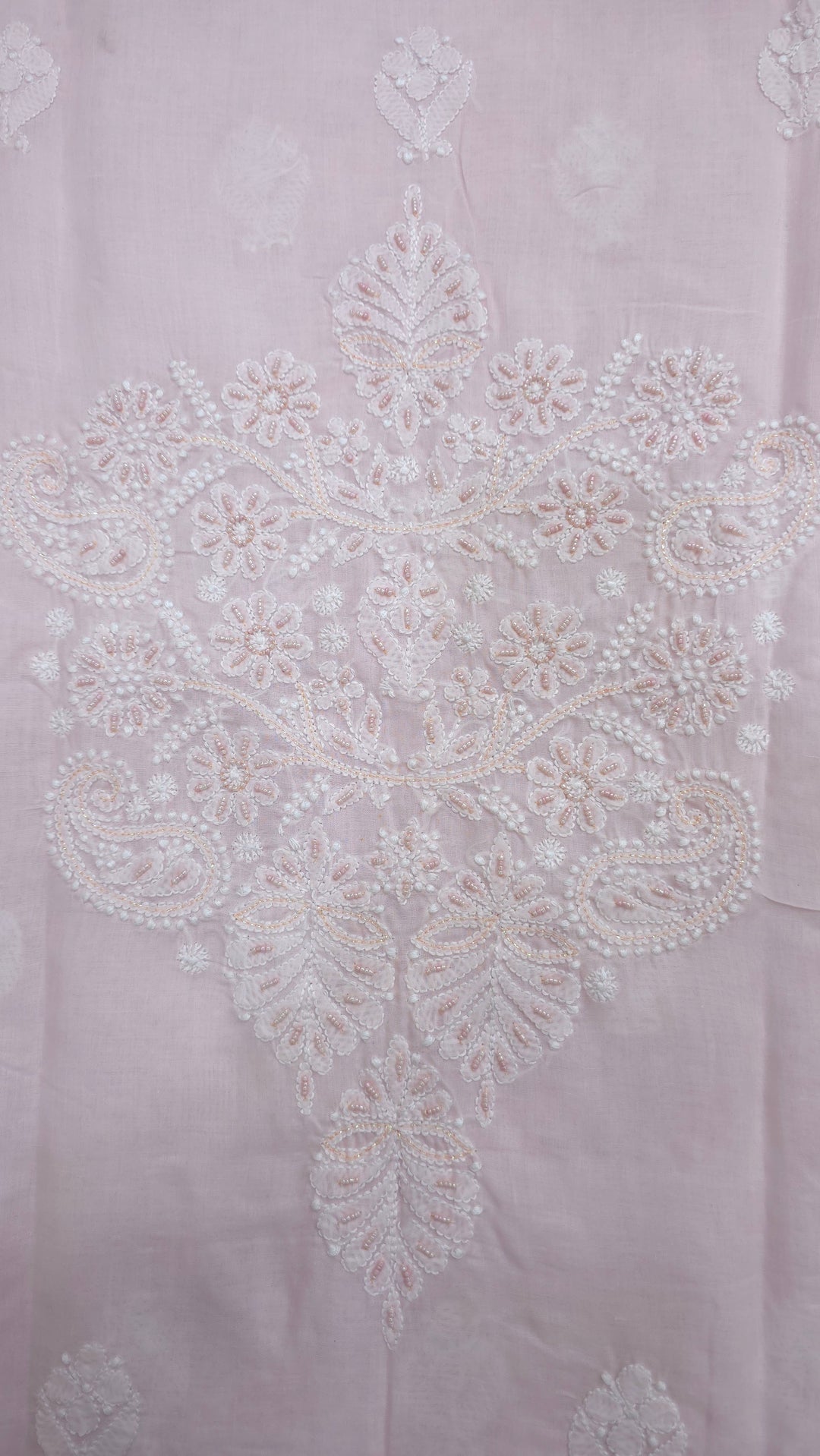 Paridhan Chikan Cotton Chikankari Unstitched Dress Material – 3 Pc Suit Set with Hand Embroidery & Pearl Work in Every Motif