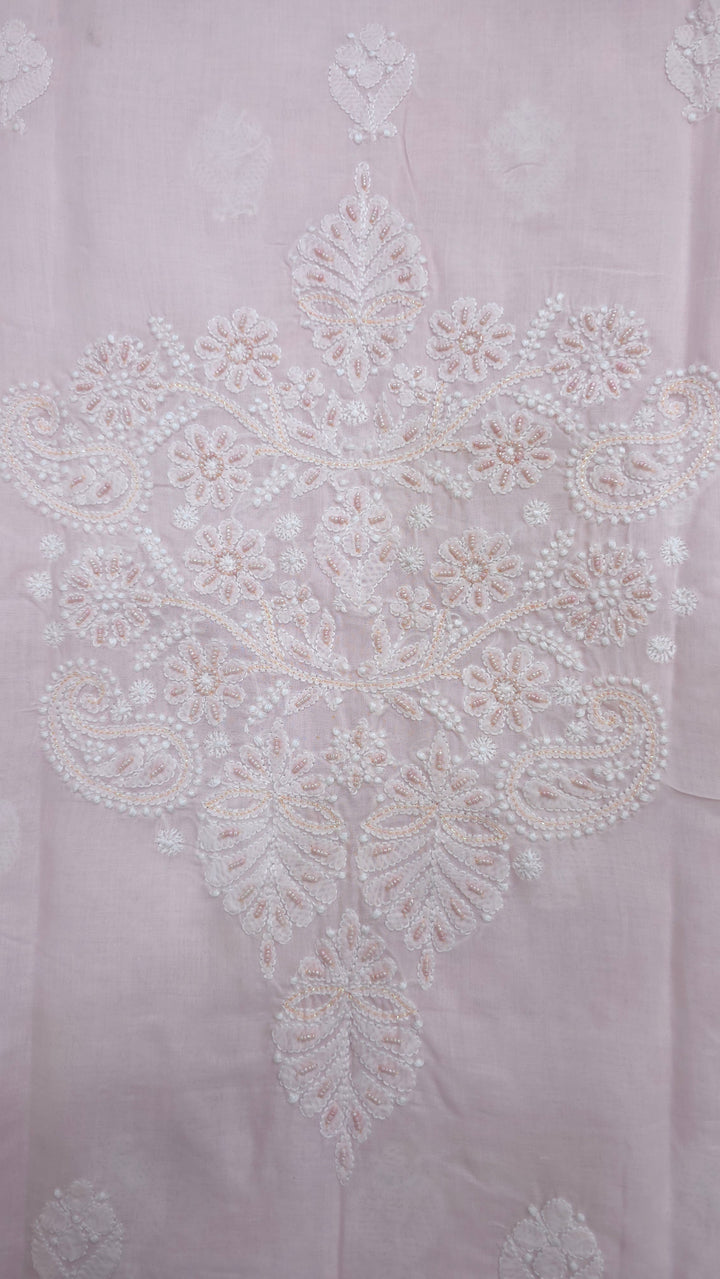 Paridhan Chikan Cotton Chikankari Unstitched Dress Material – 3 Pc Suit Set with Hand Embroidery & Pearl Work in Every Motif