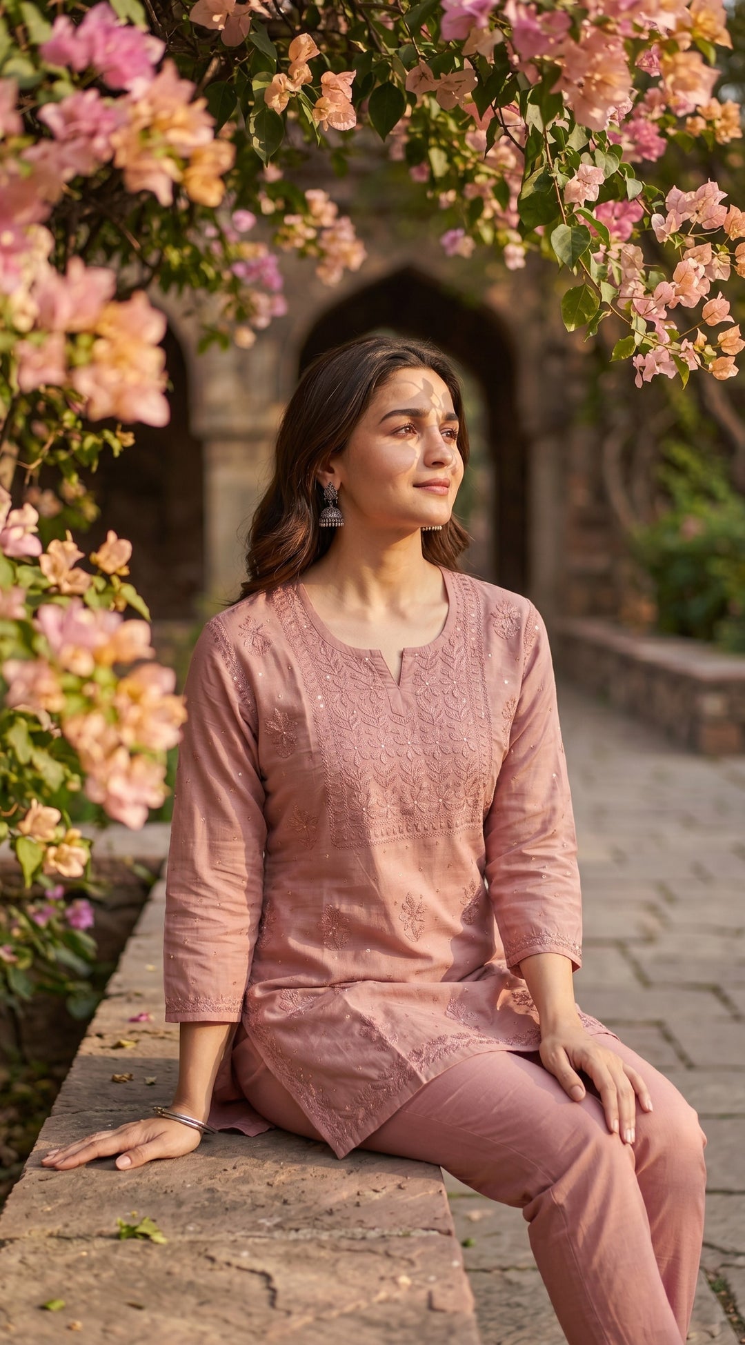 Alia Chikankari Chanderi Golden Zari Buti Short Top for Women | Soft & Non-Transparent | Paridhan Chikan