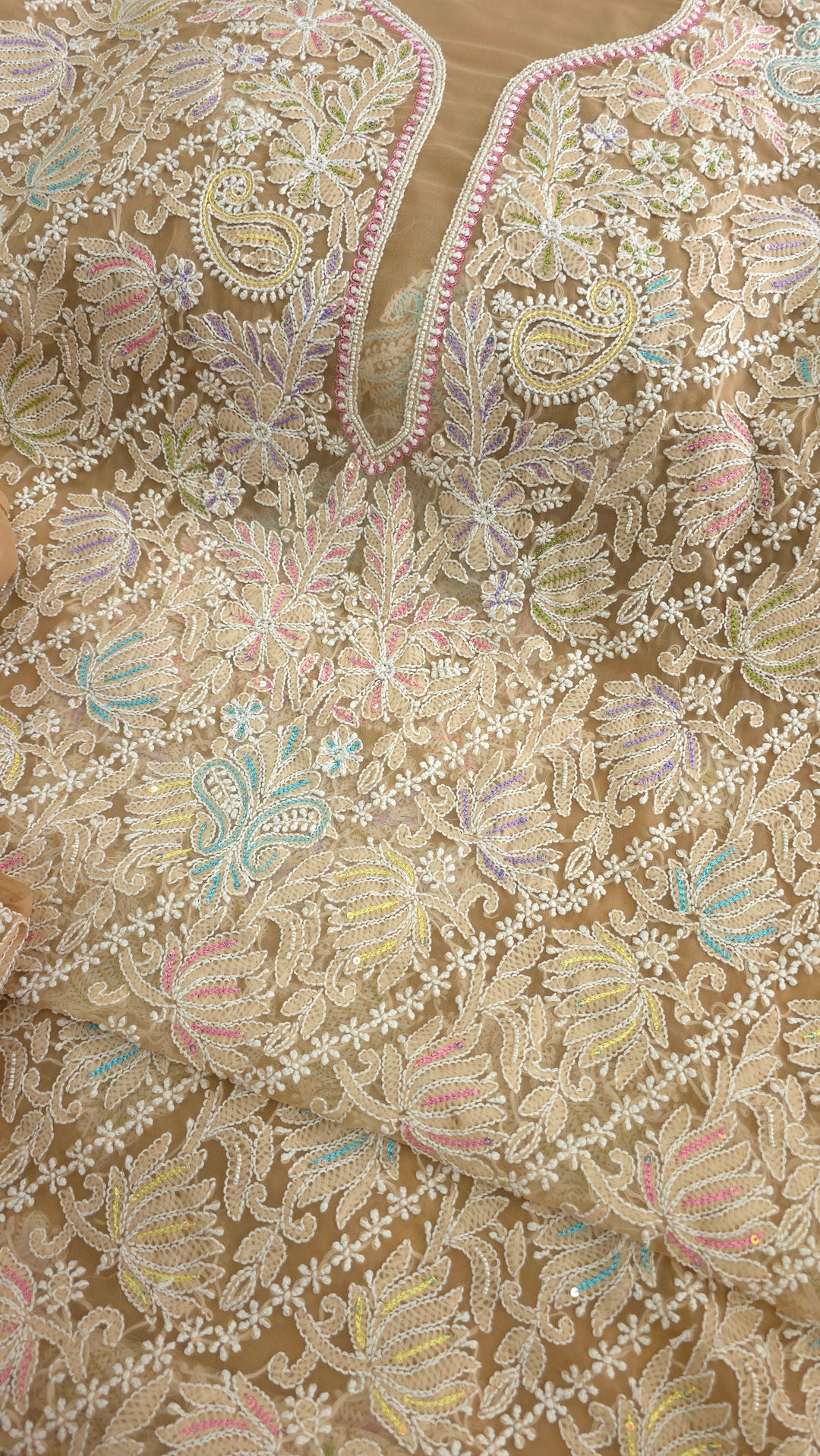 Georgette Chikankari Dress Material Resham Aari pearl Work