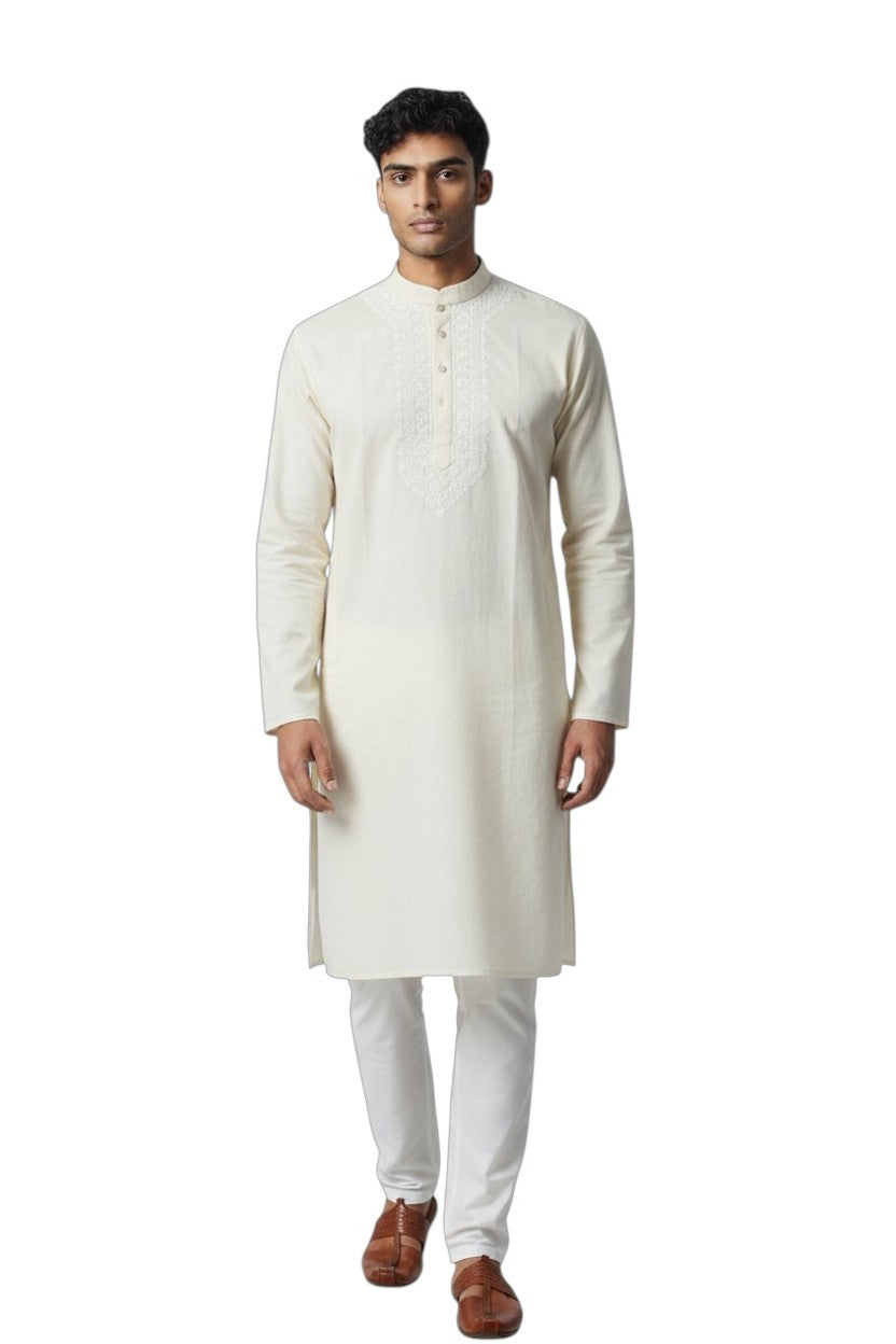 Brasso Cotton hand embroidered Men's chikankari kurta