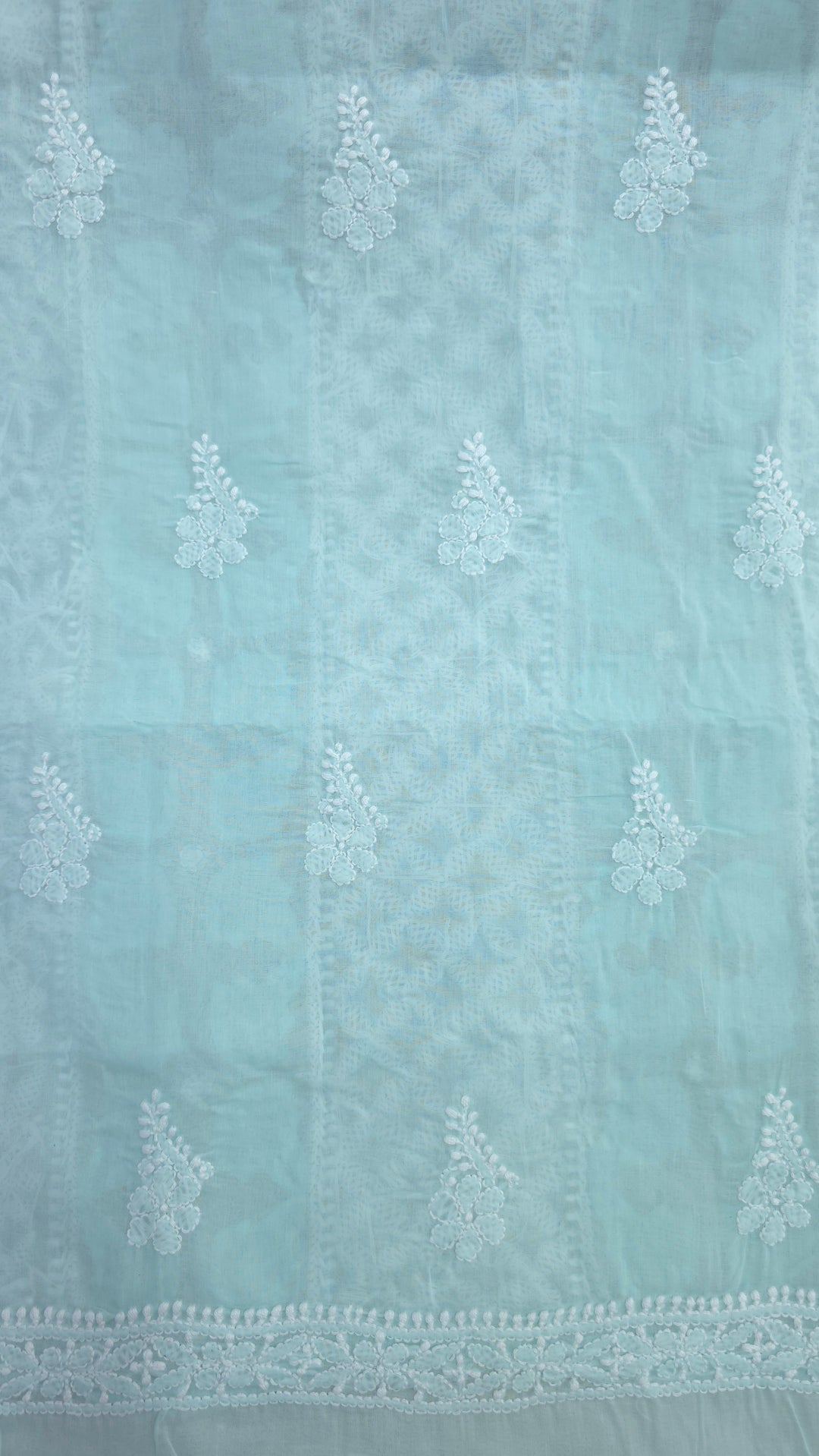 Darz Lucknowi Chikankari  Dress Material – Handmade Cotton Suit with Chiffon Dupatta