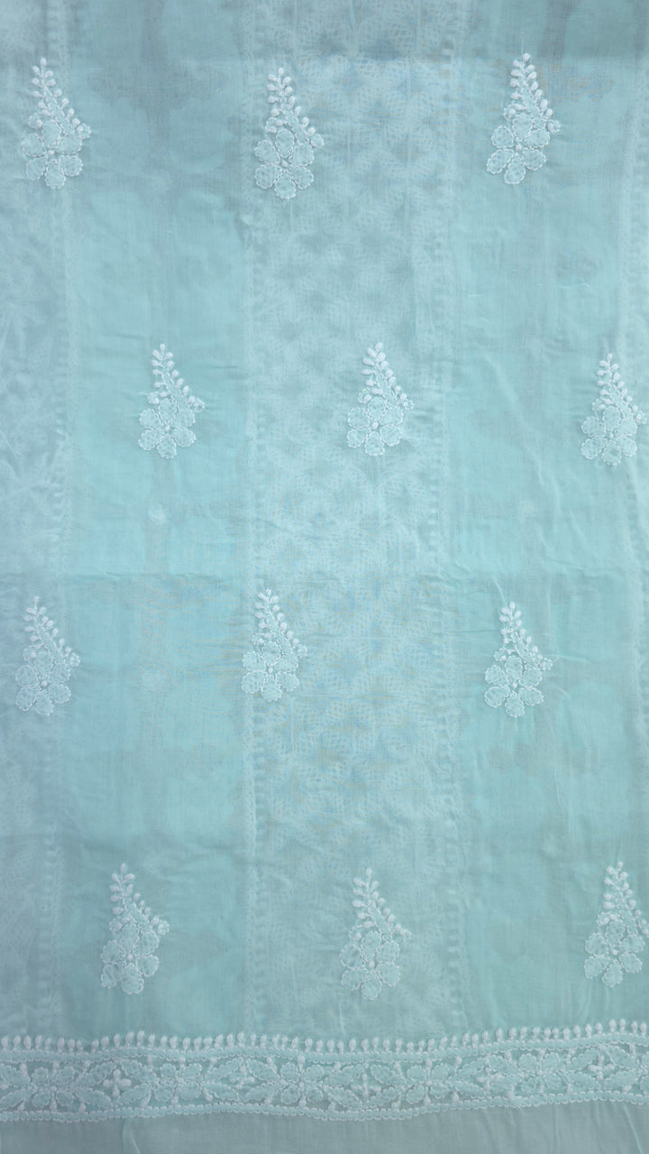 Darz Lucknowi Chikankari  Dress Material – Handmade Cotton Suit with Chiffon Dupatta