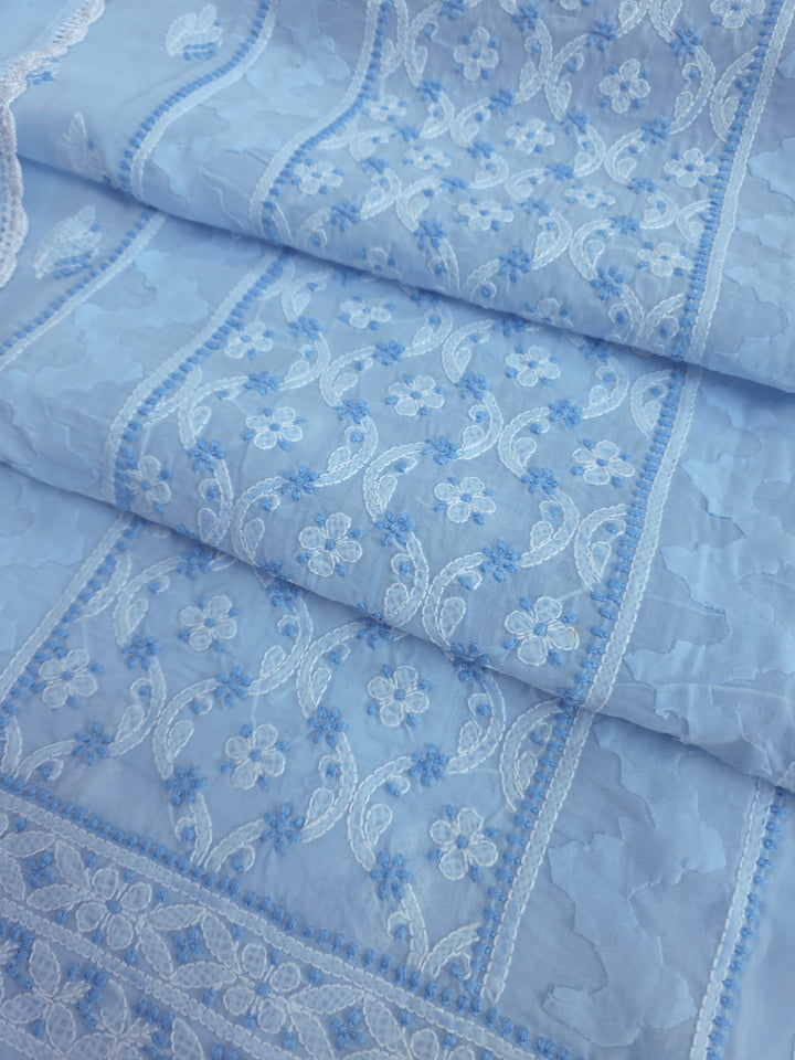 Darz Lucknowi Chikankari  Dress Material – Handmade Cotton Suit with Chiffon Dupatta