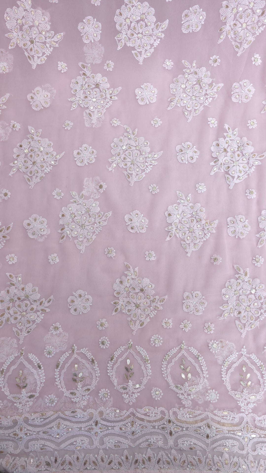 Embellished with Gota Patti | Hand Chikankari Faux Georgette Saree | Lucknowi Embroidery | Designer Festive Wear by Paridhan Chikan