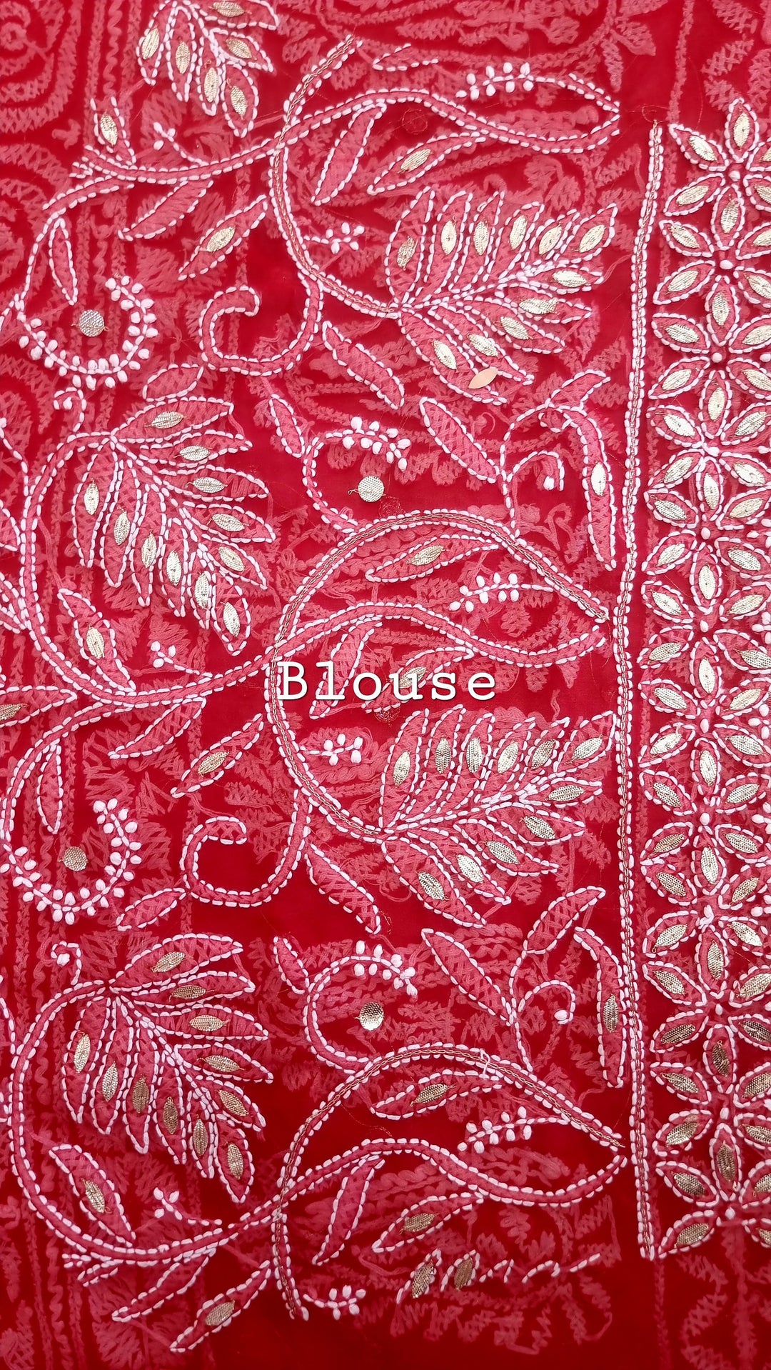 (Copy) Georgette Chikankari Saree - red