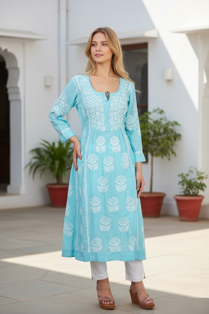 Modal Chikankari Nyra Kurti