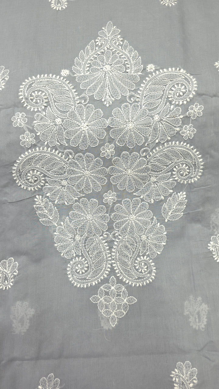 Paridhan Chikan Premium Handcrafted Chikankari Cotton Suit Set | Unstitched Dress Material with Chiffon Dupatta | Made in Lucknow