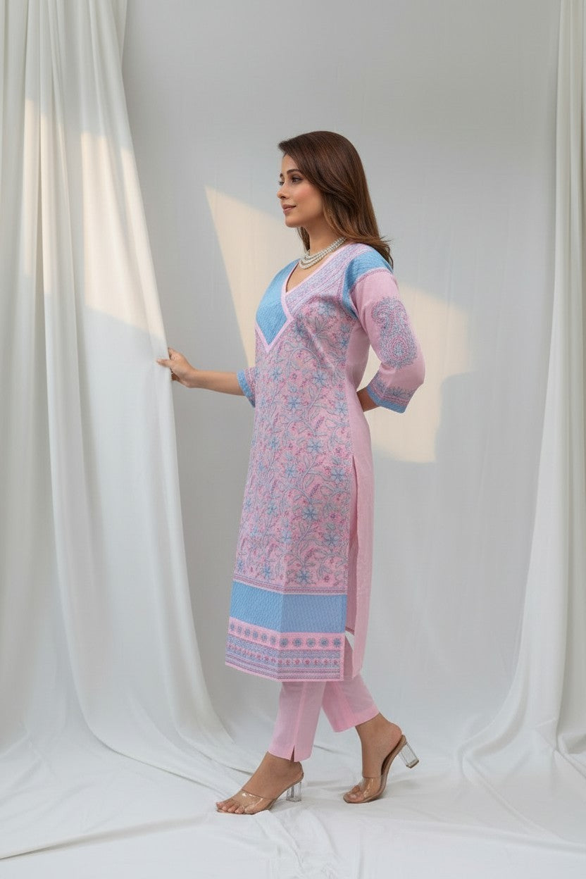 Jia Cotton Chikankari Hand Embroidered Kurti for Women | Premium  | 48 Inch approx Length | Lucknowi Chikan Kurta