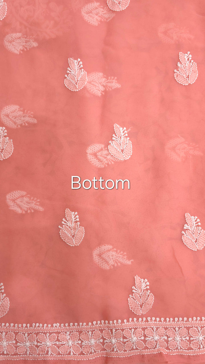 Lucknowi Georgette Chikankari Dress Material – Hand Embroidery Kurta, Bottom & Dupatta | Festive Queen Shades