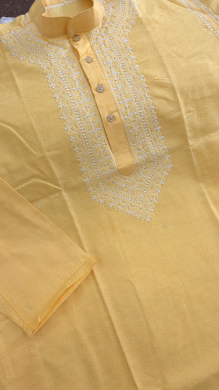 Brasso Cotton hand embroidered Men's chikankari kurta