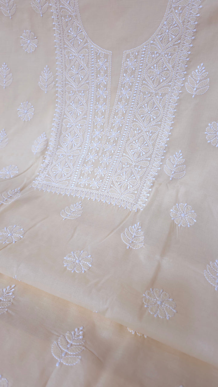 Paridhan Chikan Premium Handcrafted Chikankari Cotton Suit Set | Unstitched Dress Material with Chiffon Dupatta | Made in Lucknow