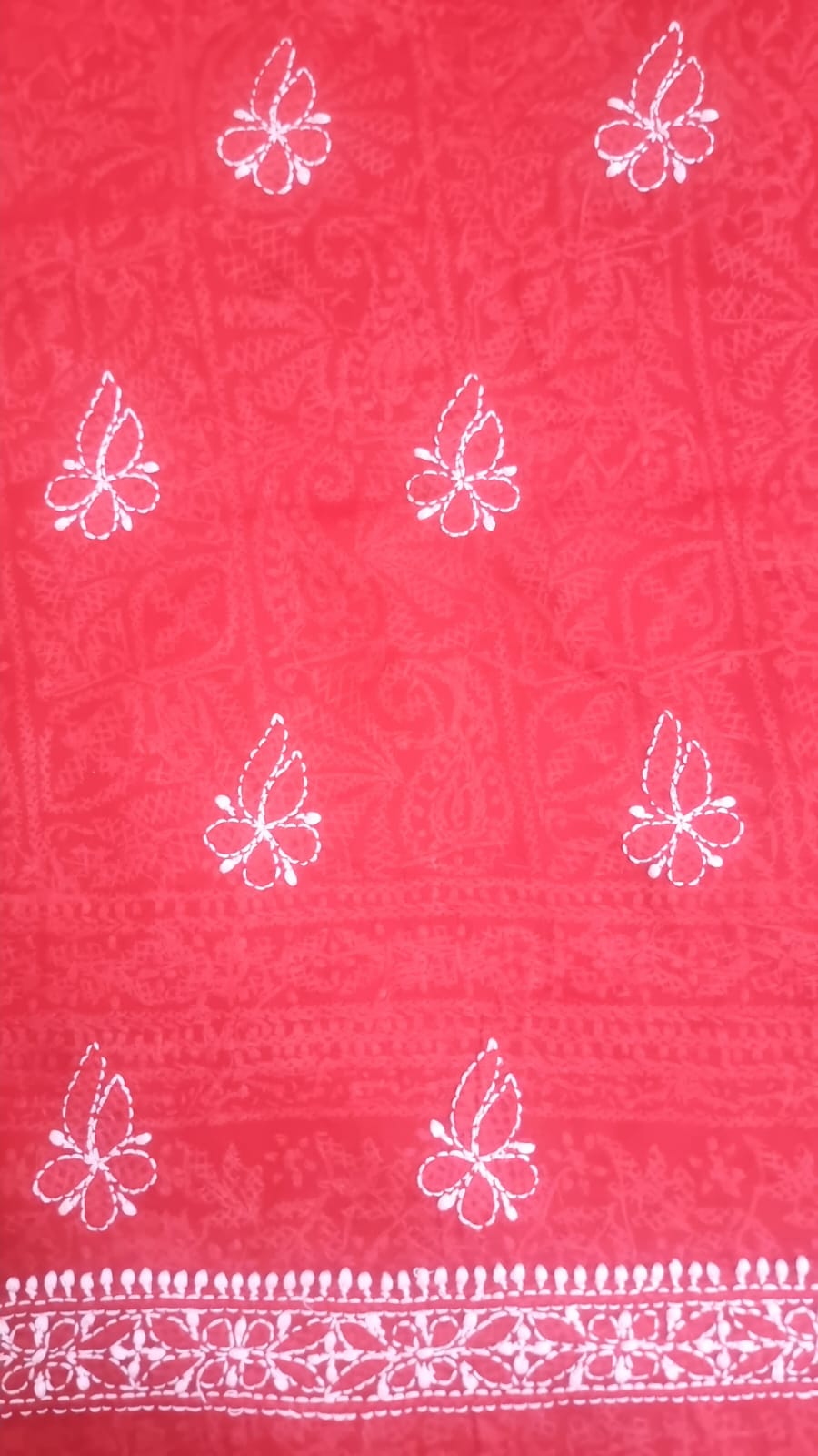 " Lucknowi Chikankari Unstitched Cotton Suit Set – Kurta, Bottom & Dupatta by Paridhan Chikan"
