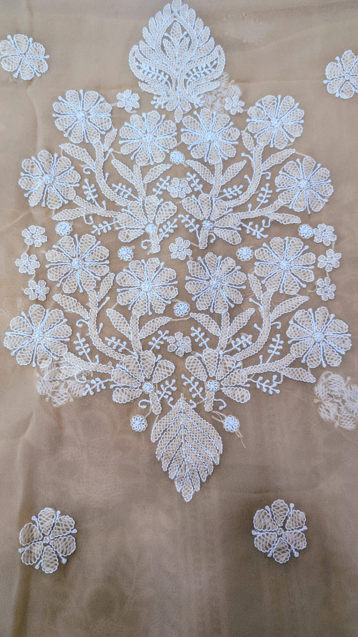 Lucknowi Georgette Chikankari Dress Material – Hand Embroidery Kurta, Bottom & Dupatta | Festive Queen Shades