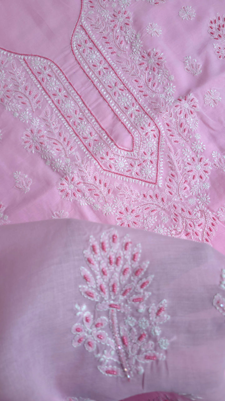 Pearl Chikankari Cotton Dress Material | Paridhan Chikan