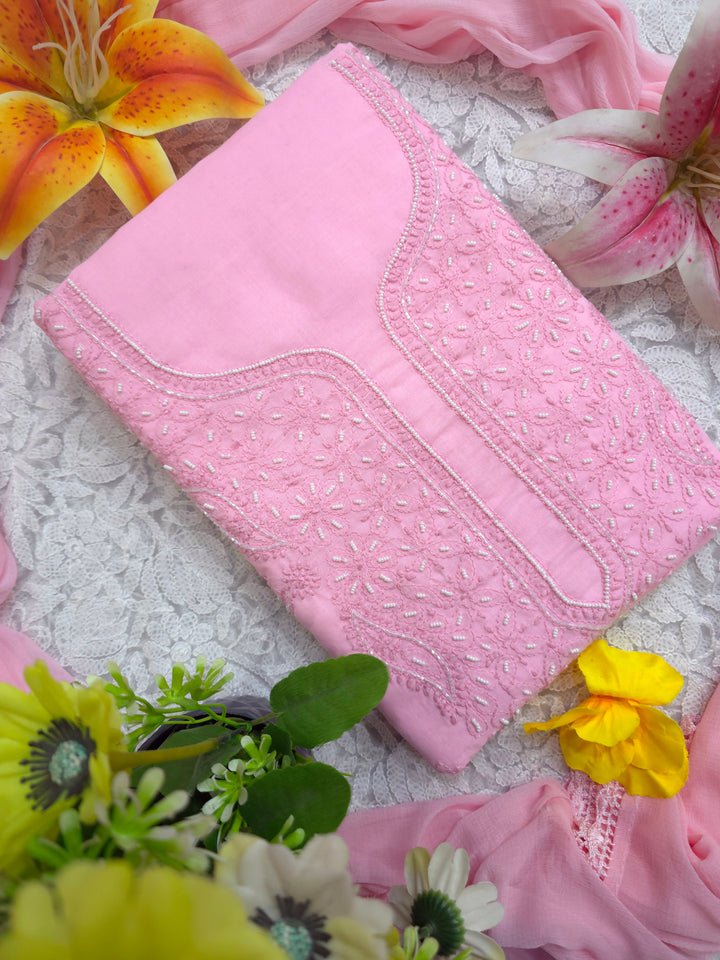 Pearl Chikankari Cotton Dress Material | Paridhan Chikan