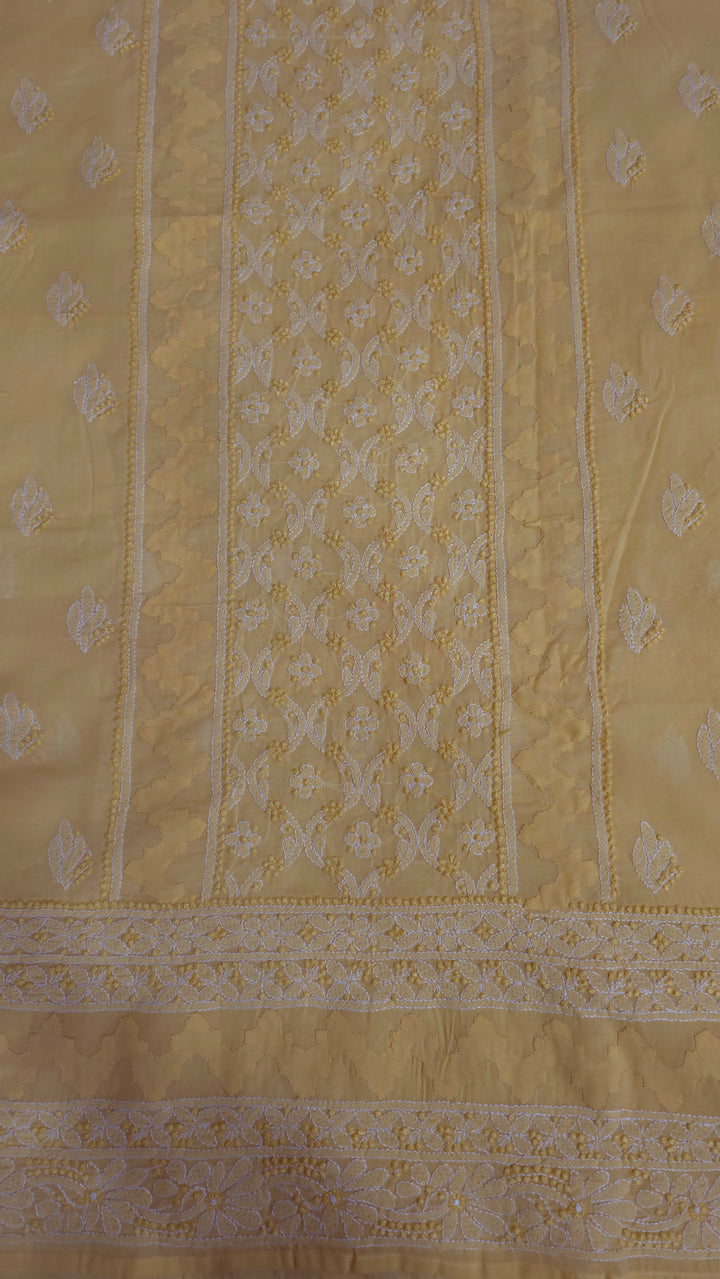 Darz Lucknowi Chikankari  Dress Material – Handmade Cotton Suit with Chiffon Dupatta